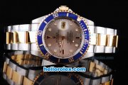 Rolex Submariner Automatic Movement with Silver Gray Dial and Blue Bezel and ETA Case--two tone Strap-Diamond Marking