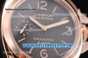 Panerai PAM 511 Luminor Marina 8 Days Oro Rosso Clone P.5000 Manual Winding Rose Gold Case with Brown Dial Brown Leather Strap and Arabic Number Markers (ZF)