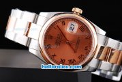 Rolex Datejust Oyster Perpetual Automatic Two Tone with Rose Gold Bezel,Khaki Dial and Roman Marking-Small Calendar