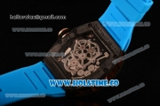 Richard Mille Jean Todt Limited Edition RM 036 Asia Seagull SH Automatic Carbon Fiber Case with Skelton Dial Arabic Numeral Markers and Blue Rubber Strap