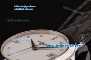 Patek Philippe Calatrava Swiss ETA 2836 Automatic Steel Case with Alligator Strap and White Dial