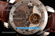 Ulysse Nardin Skeleton Tourbillon Manufacture Asia Automatic Steel Case with Brown/White Dial and Brown Leather Strap