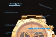 Rolex Daytona Chronograph Swiss Valjoux 7750-SHG Automatic Full Gold Case with Stick Markers Gold Dial and Black Subdials