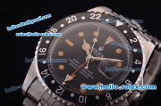 Rolex GMT Master Vintage Asia 2813 Automatic Full Steel with PVD Bezel and Black Dial-Orange Markers