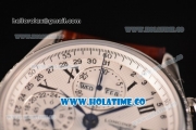 Longines Master Moonphase Chrono Swiss Valjoux 7751 Automatic Steel Case with White Dial and Diamonds Bezel - 1:1 Original