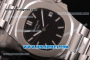 Patek Philippe Nautilus Miyota 9015 Automatic Full Steel with White Stick Markers and Black Dial