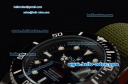 Rolex Submariner Asia 2813 Automatic PVD Case with Green Nylon Strap and Black Dial Stick Markers