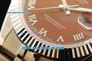 Rolex Datejust II Oyster Perpetual Automatic Movement Full Steel with Brown Dial and Roman Numeral Markers