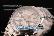 Omega Speedmaster Date Chrono Swiss Valjoux 7750-DD Automatic Full Steel with White Dial and Silver Stick Markers