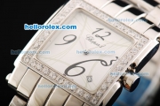 Chopard Happy Sport Japanese Quartz Movement White Dial with Diamond Bezel and Black Arabic Numerals