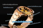 Rolex Daytona Rainbow Asia 3836 Automatic Yellow Gold Case/Strap with Colorful Diamond Bezel and Black Dial (BP)