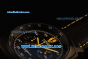 Ferrari California Chronograph Miyota Quartz Movement 7750 Coating/PVD Case with Black Dial and Black Leather Strap