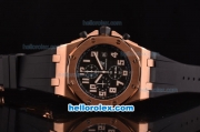 Audemars Piguet Royal Oak Quartz Working Chronograph Movement Rose Gold Case with Black Dial and Strap-White Marking