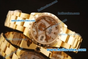 Rolex Datejust Swiss ETA 2836 Automatic Full Yellow Gold with Diamonds Bezel and White MOP Dial