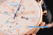 IWC Portuguese Chronograph Miyota OS10 Quartz Rose Gold Case with Black Rubber Strap White Dial and Numeral Markers