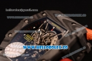 Richard Mille RM 055 Miyota 9015 Automatic Carbon Fiber Case with Skeleton Dial and Orange Nylon/Leather Strap