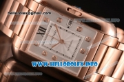 Cartier Tank Anglaise Miyota 9015 Automatic Rose Gold Case/Bracelet with Silver Dial and Diamonds Markers