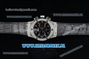 Hublot Classic Fusion Chronograph Swiss Valjoux 7750 Automatic Steel Case with Black Dial Stick Markers and Black Genuine Leather Strap