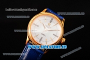 Rolex Cellini Time Asia 2813 Automatic Yellow Gold Case White Dial Blue Leather Strap and Stick/Roman Numeral Markers