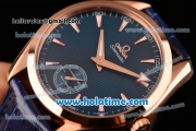 Omega Seamaster Aqua Terra 150 M Small Seconds 6497 Manual Winding Rose Gold Case with Blue Dial and Blue Leather Strap