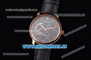 Audemars Piguet Jules Audemars Dual Time Asia ST25 Automatic Rose Gold Case Black Dial Stick Markers and Black Leather Strap
