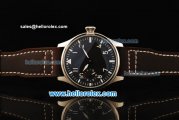 IWC Big Pilot Manual Winding Movement Steel Case with Black Dial and Brown Leather Strap