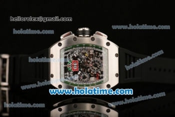 Richard Mille Felipe Massa Flyback Chrono Swiss Valjoux 7750 Automatic Steel Case with Black Rubber Bracelet and Skeleton Dial