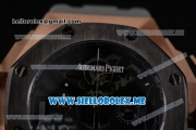 Audemars Piguet Concept Miyota Quartz Rose Gold Case with Skeleton Dial and Grey Rubber Strap Stick/Arabic Numeral Markers (EF)