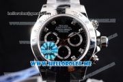 Rolex Daytona Clone Rolex 4130 Automatic Stainless Steel Case/Bracelet with Black Dial and Diamonds Markers (BP)