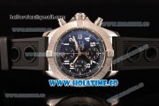 Breitling Avenger Seawolf Miyota Quartz Steel Case with Black Dial and Black Rubber Strap - Arabic Numeral Markers