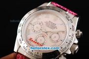 Rolex Daytona Automatic Movement MOP Dial with Roman Markers and Red Leather Strap