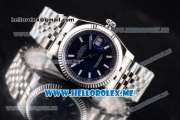 Rolex Datejust Clone Rolex 3135 Automatic Stainless Steel Case/Bracelet with Dark Blue Dial and Stick Markers (BP)