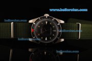 Rolex Oyster Perpetual Milgauss Swiss ETA 2836 Automatic Movement Steel Case with Black Honeycomb Dial and Green Nylon Strap