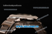 Cartier Rotonde De Miyota Quartz Steel Case/Bracelet with White Dial Diamonds Bezel and Black Roman Numeral Markers