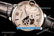 Cartier Ballon Bleu De 42MM Miyota 82S7 Automatic Steel Case with White Dial Black Leather Strap and Stick Markers