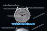 Jaeger-LECoultre Master Control Miyota 9015 Automatic Steel Case with Diamonds Dial Stick Markers and Black Leather Strap