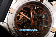 Breitling Chronomat B01 Chronograph Quartz Silver Case with Black Dial-Rose Gold Markers and Black Rubber Strap