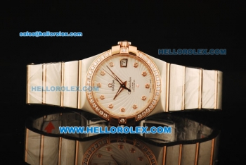 Omega Constellation Swiss Quartz Movement Steel Case with Diamond Bezel/Markers and Two Tone Strap