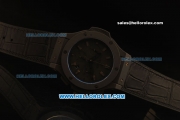 Hublot Big Bang Swiss Valjoux 7750 Automatic Movement PVD Case with Black Leather/Rubber Strap