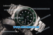 Rolex Submariner Clone Rolex 3135 Automatic Stainless Steel Case/Bracelet with Green Dial and Dot Markers - 1:1 Original (GF)