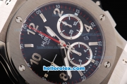 Hublot Big Bang Swiss Valjoux 7750 Automatic Movement Silver Case with Black Dial and SS Strap