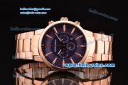 Emporio Armani Chrono Miyota OS20 Quartz Rose Gold Case with Rose Gold Strap Blue Dial