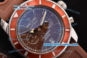 Breitling Superocean Heritage Chronograph Miyota Quartz Steel Case with Brown Dial and Brown Rubber Strap