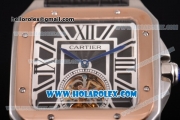 Cartier Santos Tourbillon Asia Automatic Steel Case with Black Dial and Rose Gold Bezel - Roman Numeral Markers