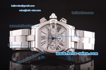 Cartier Roadster Swiss Valjoux 7750 Automatic Movement Steel Case and Strap with White Dial - 1:1 Original