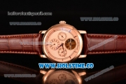 Vacheron Constantin Malte Tourbillon Asia Automatic Rose Gold Case with Pink Dial and Coffee Leather Strap - Stick Markers