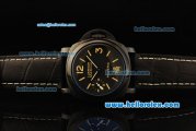 Panerai Luminor Marina PAM00366 Manual Winding Movement ETA Coating Case with Yellow Markers and Black Leather Strap