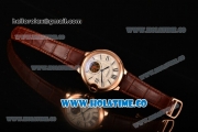 Cartier Ballon Bleu De Tourbillon Asia Automatic Rose Gold Case with White Dial and Brown Leather Strap - Roman Numeral Markers