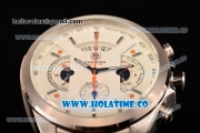 Tag Heuer Grand Carrera SLR Chrono Miyota Quartz Full Steel with White Dial and Stick Markers