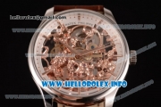 Patek Philippe Complicated Skeleton Asia Automatic Steel Case with Skeleton Dial and Brown Leather Strap (GF)